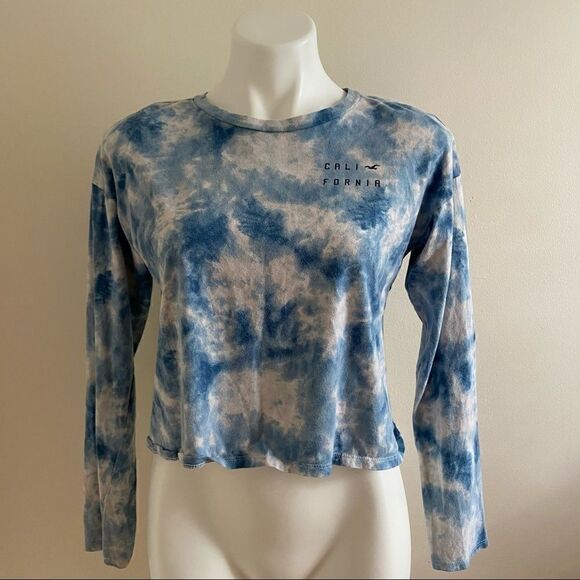 Hollister Graphic Crop Long Sleeve Shibori Tie Dye - Picture 1 of 5